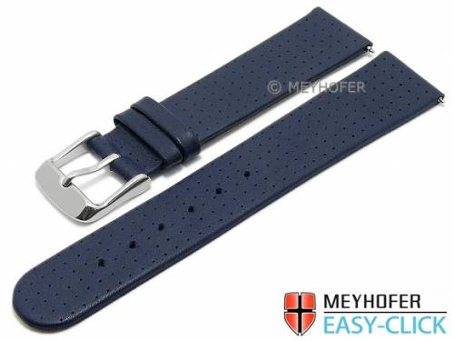 Meyhofer EASY-CLICK Uhrenarmband -Adelaide- 18mm dunkelblau Leder perforiert matt (Schlieenansto 18 mm) - Bild vergrern 