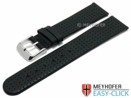 Meyhofer EASY-CLICK Uhrenarmband -Adelaide- 22mm schwarz Leder perforiert matt (Schlie�enansto� 20 mm) - Bild vergr��ern 