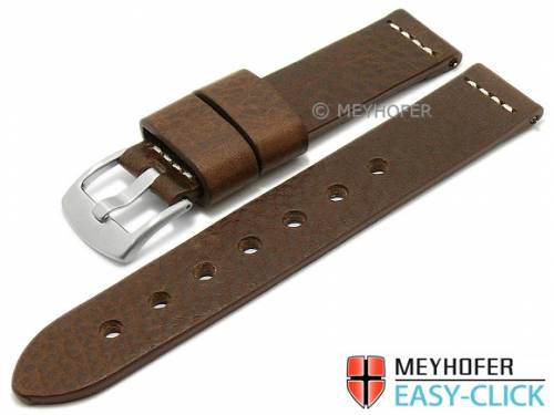 Meyhofer EASY-CLICK Uhrenarmband -Redwood- 18mm dunkelbraun Leder Antik-Look helle Naht (Schlie�enansto� 18 mm) - Bild vergr��ern 