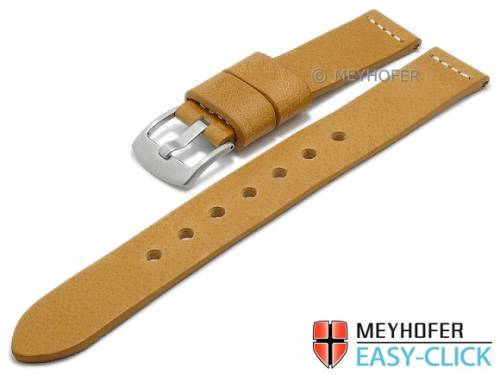 Meyhofer EASY-CLICK Uhrenarmband XL -Sequoia- 24mm hellbraun Leder Antik-Look helle Naht (Schlie�enansto� 24 mm) - Bild vergr��ern 
