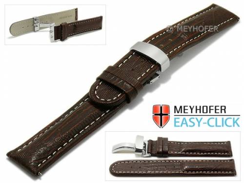 Meyhofer EASY-CLICK Uhrenarmband -Stratford- 18mm dunkelbraun Leder Teju-Pr�gung Faltschlie�e (Schlie�enansto� 18 mm) - Bild vergr��ern 