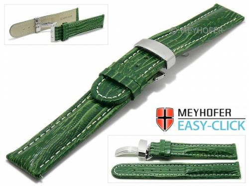 Meyhofer EASY-CLICK Uhrenarmband -Stratford- 22mm gr�n Leder Teju-Pr�gung Faltschlie�e (Schlie�enansto� 20 mm) - Bild vergr��ern 