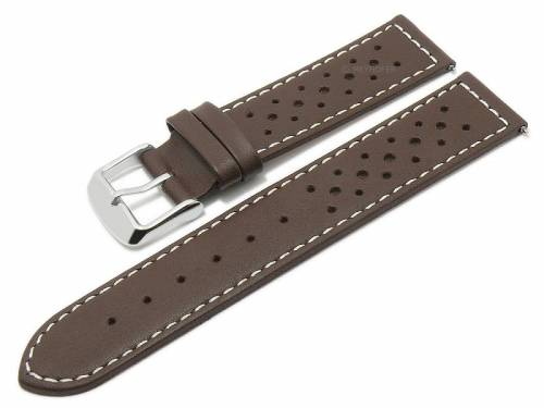 Meyhofer EASY-CLICK Uhrenarmband -Alton- 16mm dunkelbraun Leder Racing-Look helle Naht (Schlie�enansto� 16 mm) - Bild vergr��ern 