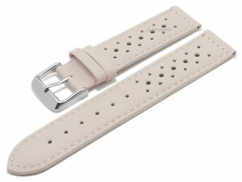 Meyhofer EASY-CLICK Uhrenarmband -Alton- 22mm hellpink Leder Racing-Look helle Naht (Schlie�enansto� 20 mm) - Bild vergr��ern 