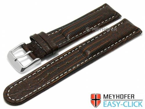 Meyhofer EASY-CLICK Uhrenarmband -Agudo- 22mm dunkelbraun Leder Teju-Pr�gung helle Naht (Schlie�enansto� 20 mm) - Bild vergr��ern 