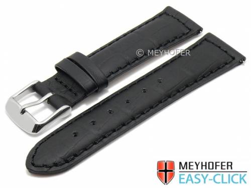 Meyhofer EASY-CLICK Uhrenarmband XS -Bannack- 22mm schwarz Leder Alligator-Pr�gung abgen�ht (Schlie�enansto� 20 mm) - Bild vergr��ern 
