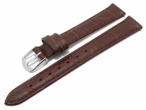 Meyhofer EASY-CLICK Uhrenarmband XL -Payson- 12mm dunkelbraun Leder Alligator-Pr�gung abgen�ht (Schlie�enansto� 12 mm) - Bild vergr��ern 