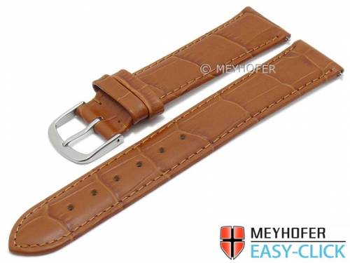 Meyhofer EASY-CLICK Uhrenarmband -Sacaton- 19mm hellbraun Leder Alligator-Pr�gung abgen�ht (Schlie�enansto� 18 mm) - Bild vergr��ern 