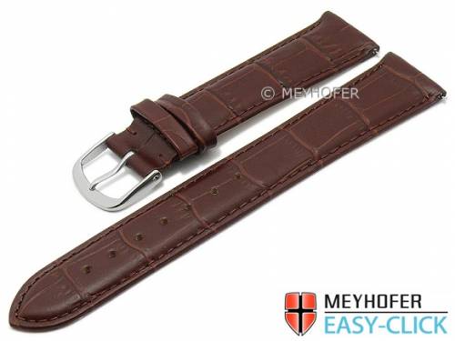 Meyhofer EASY-CLICK Uhrenarmband -Sacaton- 21mm dunkelbraun Leder Alligator-Pr�gung abgen�ht (Schlie�enansto� 20 mm) - Bild vergr��ern 