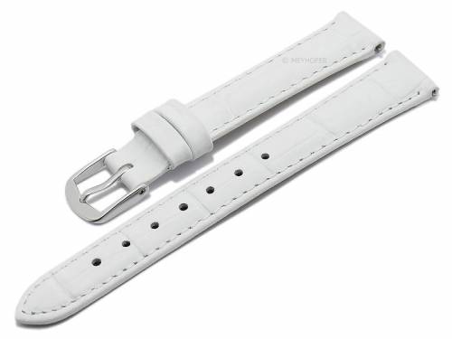 Meyhofer EASY-CLICK Uhrenarmband XL -Payson- 12mm wei� Leder Alligator-Pr�gung abgen�ht (Schlie�enansto� 12 mm) - Bild vergr��ern 