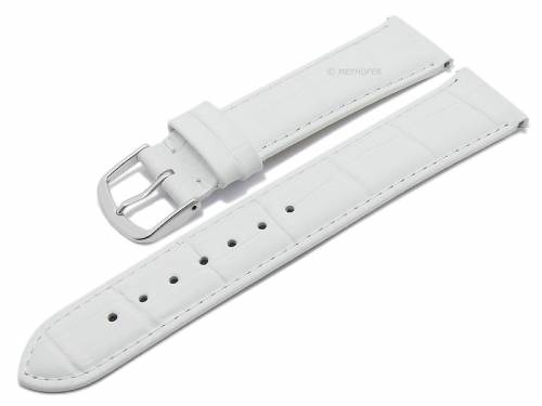 Meyhofer EASY-CLICK Uhrenarmband XL -Payson- 16mm wei Leder Alligator-Prgung abgenht (Schlieenansto 16 mm) - Bild vergrern 