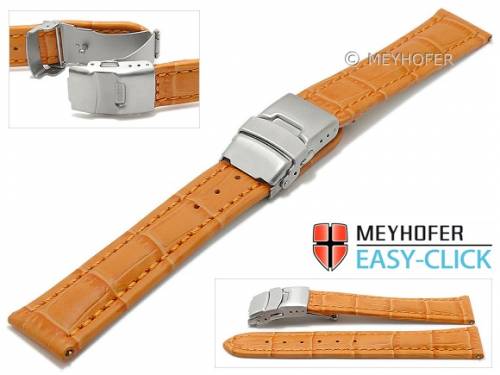 Meyhofer EASY-CLICK Uhrenarmband -Tomoka- 22mm orange Leder Alligator-Pr�gung Faltschlie�e (Schlie�enansto� 20 mm) - Bild vergr��ern 