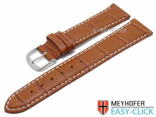 Meyhofer EASY-CLICK Uhrenarmband -Ruston- 16mm hellbraun Leder Alligator-Pr�gung helle Naht (Schlie�enansto� 16 mm) - Bild vergr��ern 