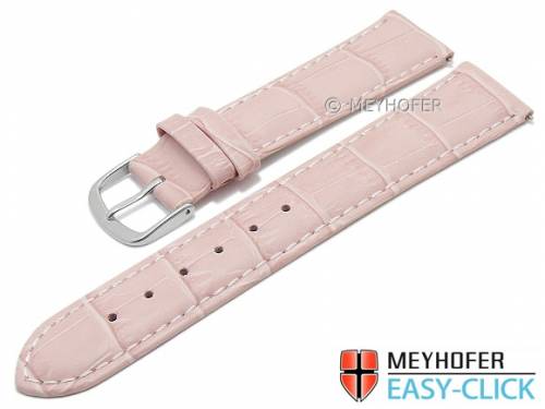Meyhofer EASY-CLICK Uhrenarmband -Ruston- 22mm pink Leder Alligator-Pr�gung helle Naht (Schlie�enansto� 20 mm) - Bild vergr��ern 