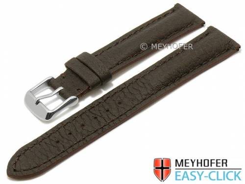Meyhofer EASY-CLICK Uhrenarmband -Hartington- 20mm dunkelbraun echt Hirschleder genarbt abgen�ht (Schlie�enansto� 18 mm) - Bild vergr��ern 