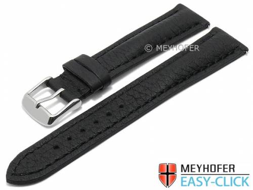 Meyhofer EASY-CLICK Uhrenarmband -Hartington- 22mm schwarz echt Hirschleder genarbt abgenht (Schlieenansto 20 mm) - Bild vergrern 