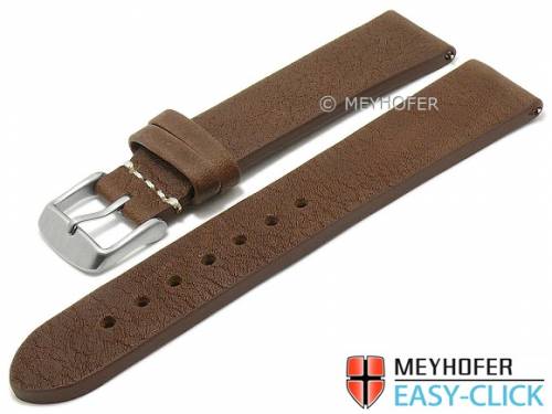 Meyhofer EASY-CLICK Uhrenarmband -Worland- 20mm dunkelbraun Leder genarbt ohne Naht (Schlie�enansto� 18 mm) - Bild vergr��ern 