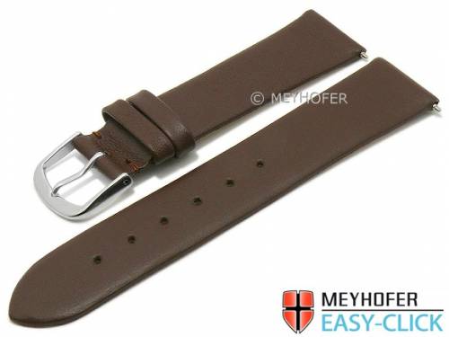 Meyhofer EASY-CLICK Uhrenarmband XS -Tampa- 22mm dunkelbraun Leder glatt ohne Naht (Schlie�enansto� 20 mm) - Bild vergr��ern 