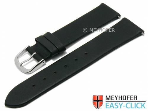 Meyhofer EASY-CLICK Uhrenarmband XS -Tampa- 16mm schwarz Leder glatt ohne Naht (Schlieenansto 14 mm) - Bild vergrern 