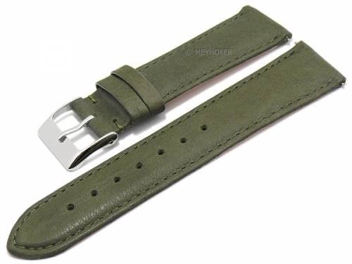 Meyhofer EASY-CLICK Uhrenarmband XS -Ecola- 16mm olivgr�n Leder vegetabil genarbt abgen�ht (Schlie�enansto� 14 mm) - Bild vergr��ern 