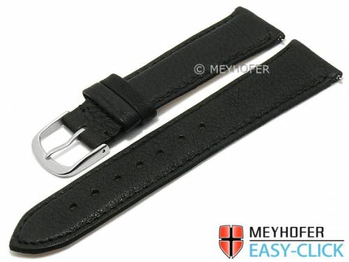 Meyhofer EASY-CLICK Uhrenarmband XS -Ecola- 16mm schwarz Leder vegetabil genarbt abgenht (Schlieenansto 14 mm) - Bild vergrern 