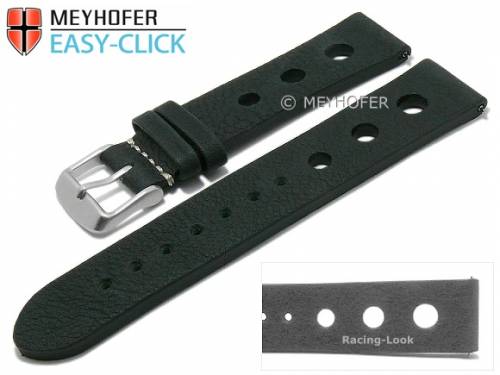 Meyhofer EASY-CLICK Uhrenarmband -Winnebago- 18mm schwarz Leder Racing-Look ohne Naht (Schlie�enansto� 16 mm) - Bild vergr��ern 
