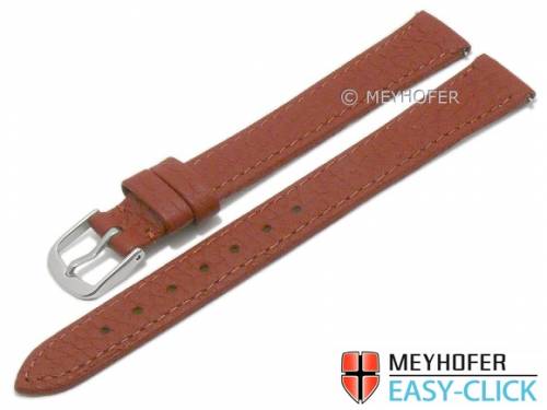 Meyhofer EASY-CLICK Uhrenarmband XL -Ludington- 12mm hellbraun echt Hirsch-Leder genarbt (Schlieenansto 12 mm) - Bild vergrern 
