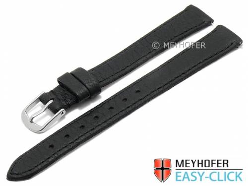 Meyhofer EASY-CLICK Uhrenarmband XL -Ludington- 14mm schwarz echt Hirsch-Leder genarbt (Schlie�enansto� 12 mm) - Bild vergr��ern 