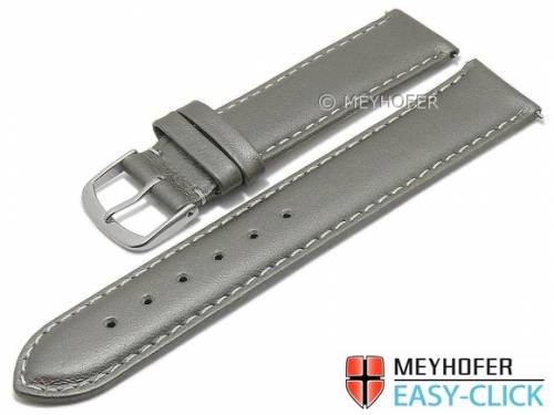 Meyhofer EASY-CLICK Uhrenarmband -Amnicon- 22mm silbergrau Leder glatt helle Naht (Schlie�enansto� 20 mm) - Bild vergr��ern 