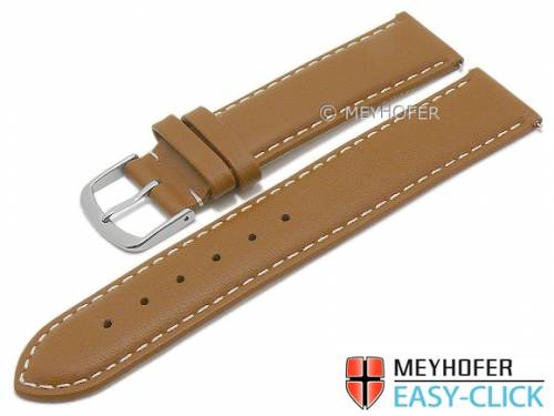 Meyhofer EASY-CLICK Uhrenarmband -Amnicon- 19mm hellbraun Leder glatt helle Naht (Schlie�enansto� 18 mm) - Bild vergr��ern 