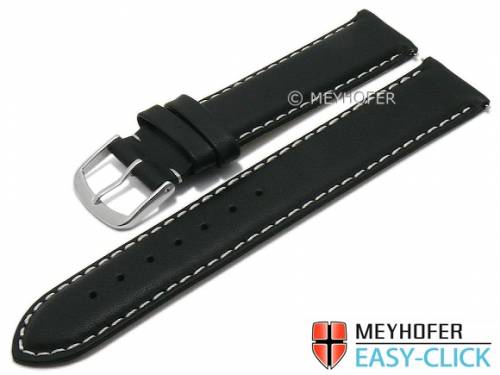 Meyhofer EASY-CLICK Uhrenarmband -Amnicon- 24mm schwarz Leder glatt helle Naht (Schlie�enansto� 22 mm) - Bild vergr��ern 