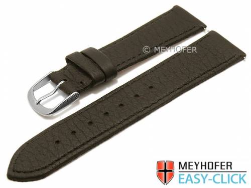 Meyhofer EASY-CLICK Uhrenarmband XS -Clarington- 18mm dunkelbraun echt Hirsch-Leder genarbt (Schlieenansto 16 mm) - Bild vergrern 