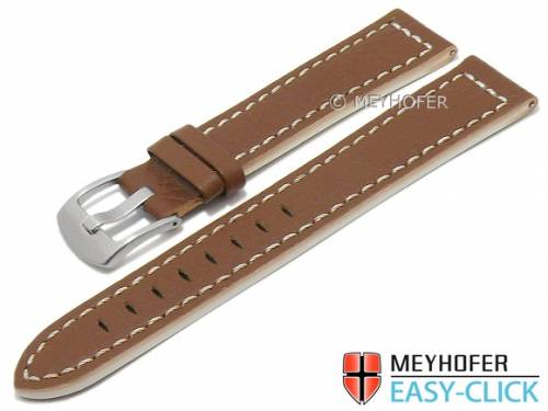 Meyhofer EASY-CLICK Uhrenarmband -Blackfalls- 20mm mittelbraun Leder genarbt helle Naht (Schlie�enansto� 18 mm) - Bild vergr��ern 