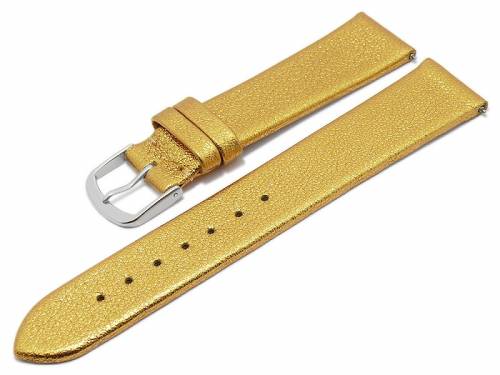 Meyhofer EASY-CLICK Uhrenarmband -Washita- 22mm goldfarben metallic Leder genarbt ohne Naht (Schlie�enansto� 20 mm) - Bild vergr��ern 