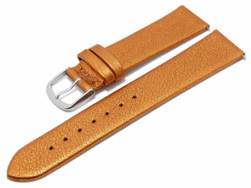 Meyhofer EASY-CLICK Uhrenarmband -Washita- 22mm orange metallic Leder genarbt ohne Naht (Schlie�enansto� 20 mm) - Bild vergr��ern 