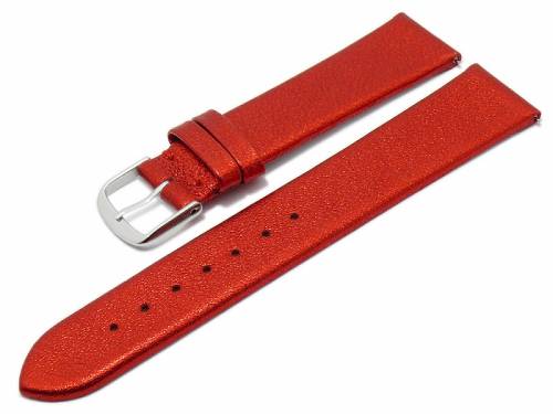 Meyhofer EASY-CLICK Uhrenarmband -Washita- 18mm rot metallic Leder genarbt ohne Naht (Schlie�enansto� 16 mm) - Bild vergr��ern 