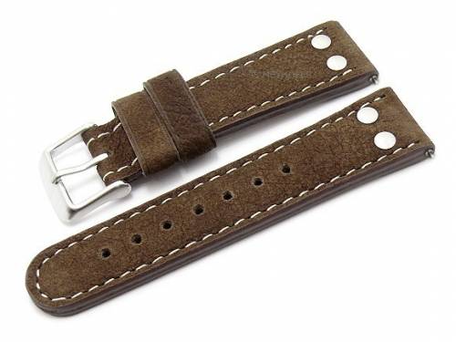 Meyhofer EASY-CLICK Uhrenarmband XS -Treviso- 22mm dunkelbraun Bffelleder Aviator-Look (Schlieenansto 20 mm) - Bild vergrern 