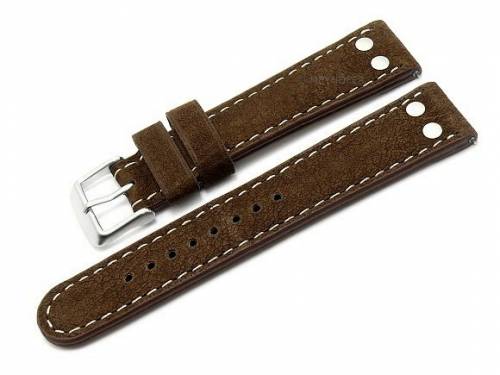 Meyhofer EASY-CLICK Uhrenarmband XL -Prades- 22mm d.braun B�ffelleder Aviator-Look helle Naht (Schlie�enansto� 20 mm) - Bild vergr��ern 