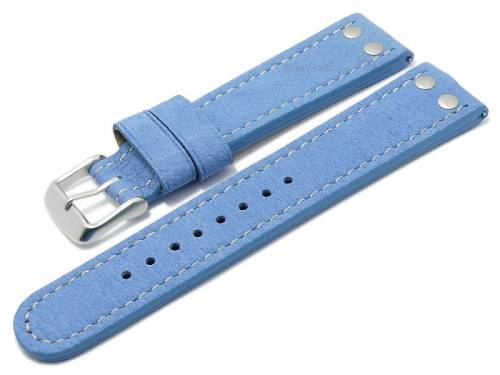 Meyhofer EASY-CLICK Uhrenarmband -Tarragona- 20mm blau B�ffelleder Aviator-Look helle Naht (Schlie�enansto� 18 mm) - Bild vergr��ern 