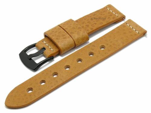 Meyhofer EASY-CLICK Uhrenarmband -Wildwood- 22mm hellbraun Leder Antik-Look helle Naht (Schlie�enansto� 22 mm) - Bild vergr��ern 
