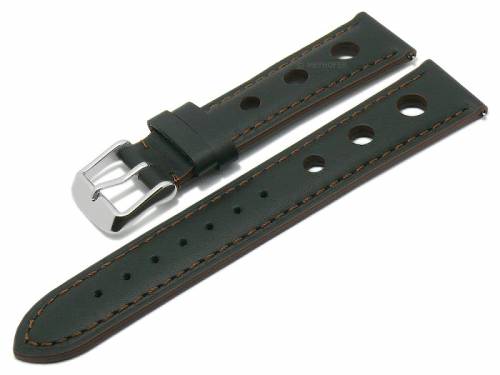 Meyhofer EASY-CLICK Uhrenarmband -Posadas- 20mm schwarz Leder Racing-Look braune Naht (Schlie�enansto� 18 mm) - Bild vergr��ern 