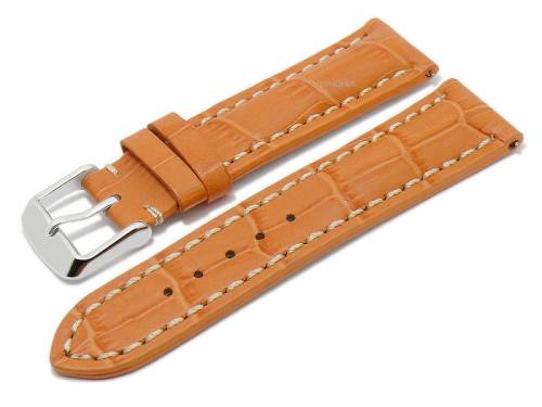 Meyhofer EASY-CLICK Uhrenarmband XS -Catania- 20mm orange Leder Alligator-Pr�gung helle Naht (Schlie�enansto� 18 mm) - Bild vergr��ern 