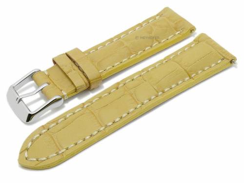 Meyhofer EASY-CLICK Uhrenarmband XS -Catania- 20mm gelb Leder Alligator-Pr�gung helle Naht (Schlie�enansto� 18 mm) - Bild vergr��ern 