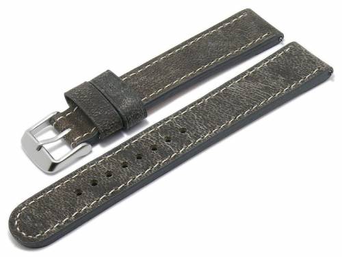 Meyhofer EASY-CLICK Uhrenarmband XL -Gobi- 22mm dunkelgrau Kamelleder helle Naht (Schlie�enansto� 20 mm) - Bild vergr��ern 