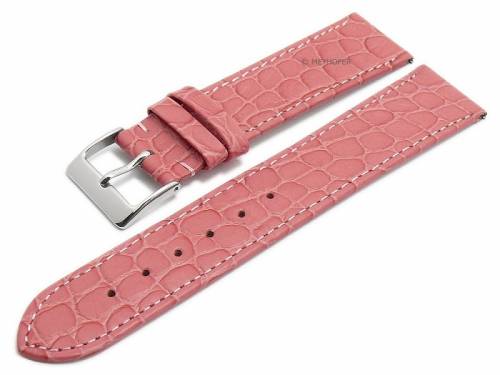 Meyhofer EASY-CLICK Uhrenarmband -Santos- 22mm pink Leder Kroko-Pr�gung abgen�ht (Schlie�enansto� 20 mm) - Bild vergr��ern 