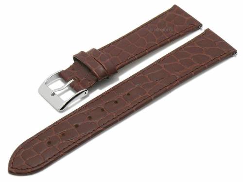 Meyhofer EASY-CLICK Uhrenarmband -Santos- 16mm dunkelbraun Leder Kroko-Pr�gung abgen�ht (Schlie�enansto� 14 mm) - Bild vergr��ern 