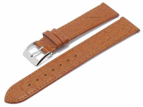 Meyhofer EASY-CLICK Uhrenarmband -Santos- 16mm hellbraun Leder Kroko-Pr�gung abgen�ht (Schlie�enansto� 14 mm) - Bild vergr��ern 