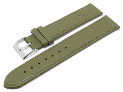 Meyhofer EASY-CLICK Uhrenarmband XS -Tobago- 18mm olive Leder genarbt matt abgen�ht (Schlie�enansto� 16 mm) - Bild vergr��ern 