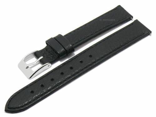 Meyhofer EASY-CLICK Uhrenarmband -Trinidad- 12mm schwarz Leder genarbt matt abgen�ht (Schlie�enansto� 12 mm) - Bild vergr��ern 