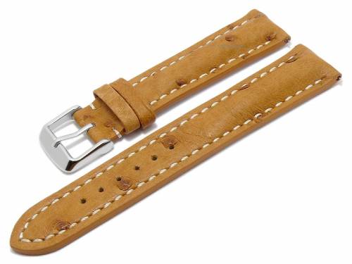 Meyhofer EASY-CLICK Uhrenarmband -Paarl- 20mm hellbraun echt Strau�en-Leder helle Naht (Schlie�enansto� 18 mm) - Bild vergr��ern 